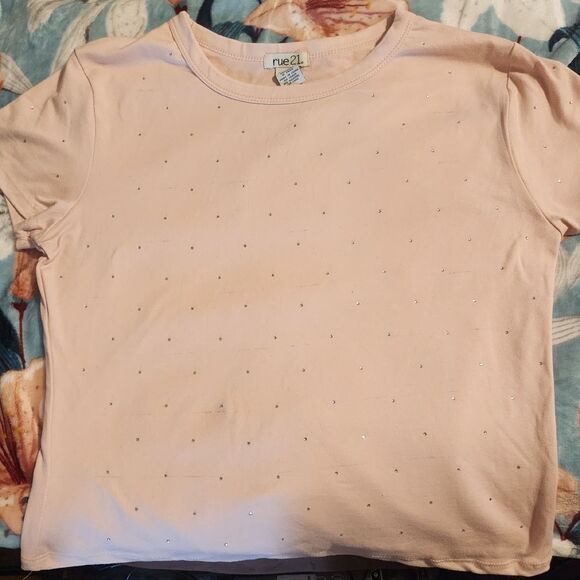 Rue21 Tops - Pastel Pink Bejeweled Short Sleeve Shirt